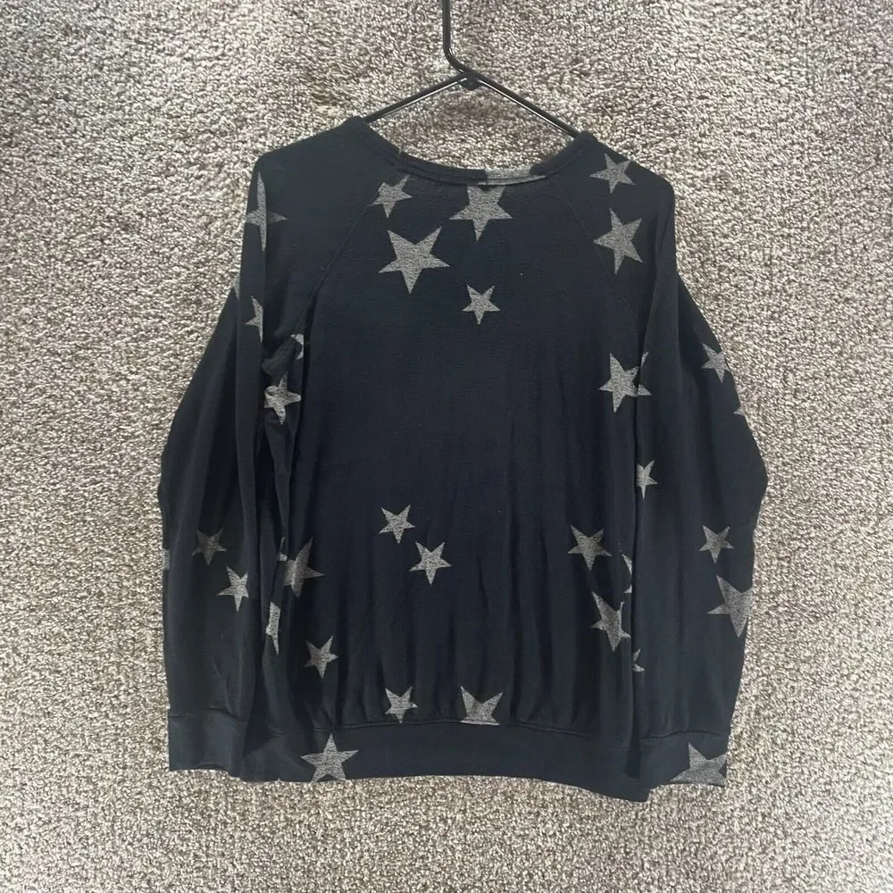 Buffalo David Bitton Sweater Womens Small Black Stars Oversized Pullover Ladies - Picture 8 of 11